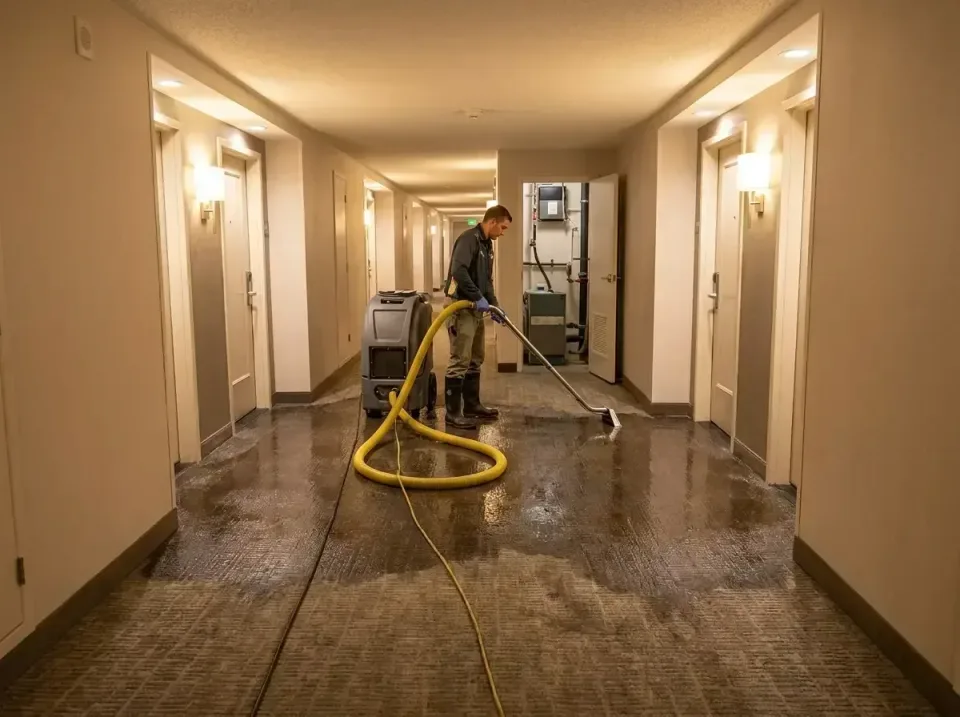 hotel-hallway-water-extraction-007 — before and after result, 24-Hour Water Damage Restoration Services in United States