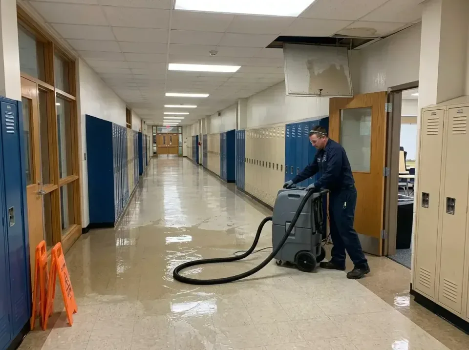 school-corridor-pipe-burst-res-002 — frequently asked questions, 24-Hour Water Damage Restoration Services in United States